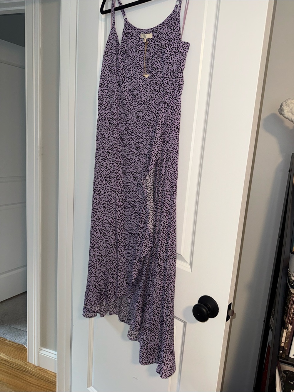 easel Lilac Dotted Asymmetrical Slip Dress